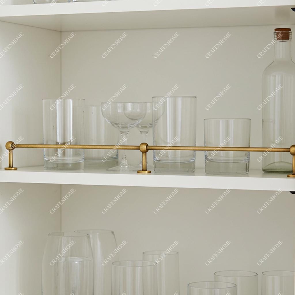 Unlacquered Brass Gallery Rail: Kitchen Shelf Safety Bar