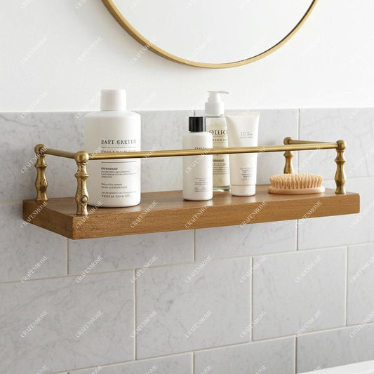 Brass Shelf Rail: Artisanal Brass Gallery Bar for Cabinets and Open Kitchen Shelving