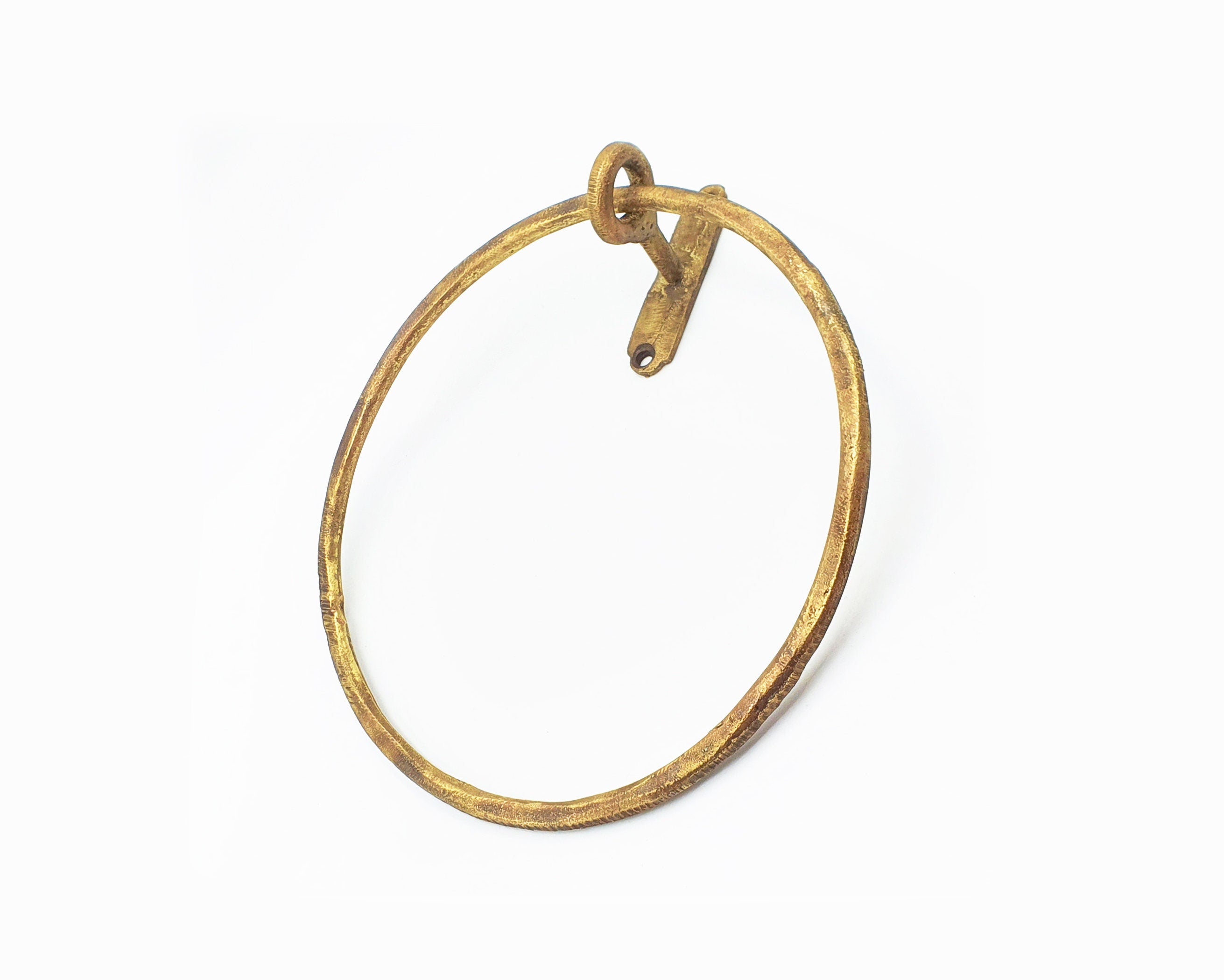 Solid Brass Bathroom Towel Ring Holder, Unlacquered Brass Wall Rack