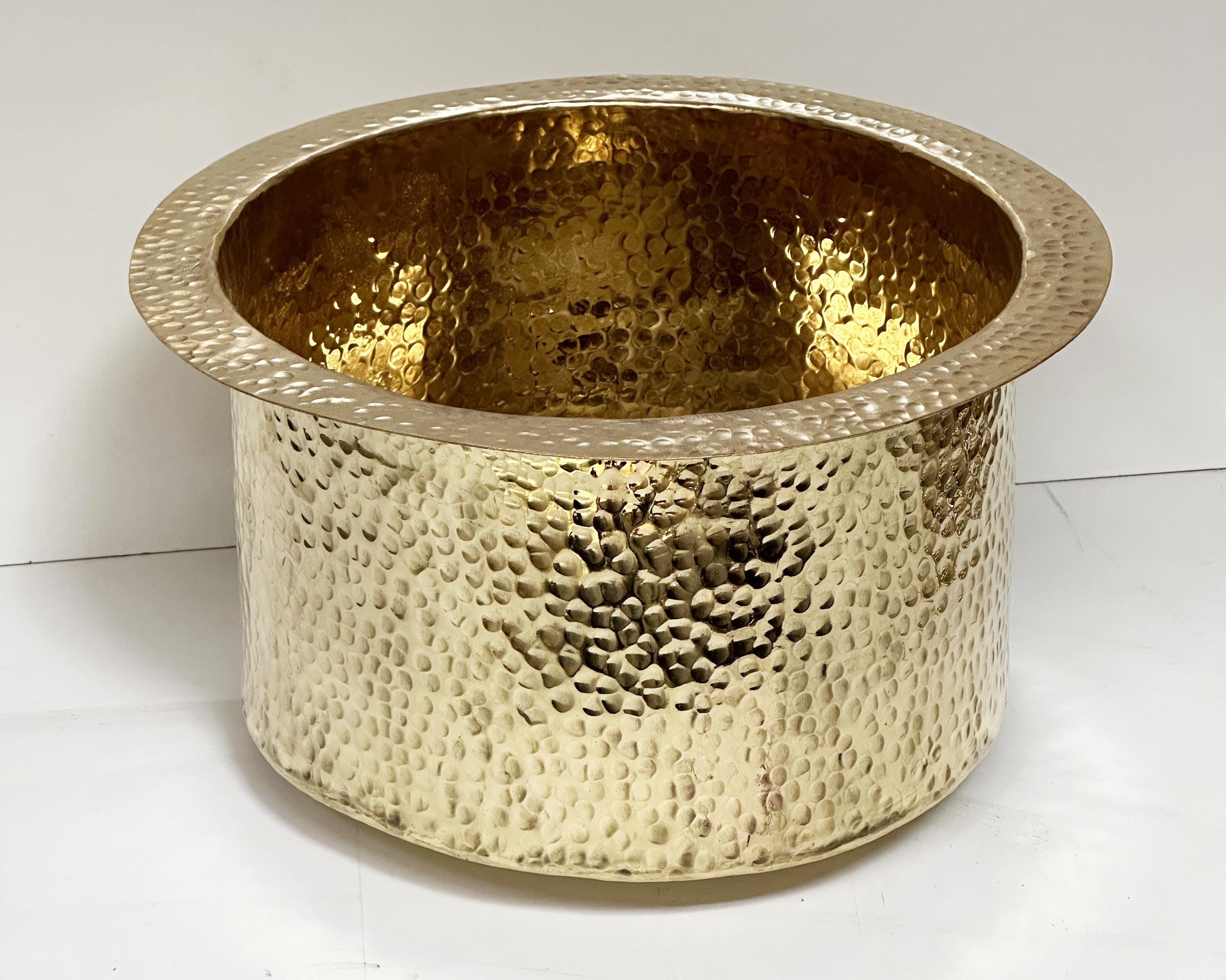Unlacquered Brass Bar Sink, Round Drop-In Farmhouse Wash Basin