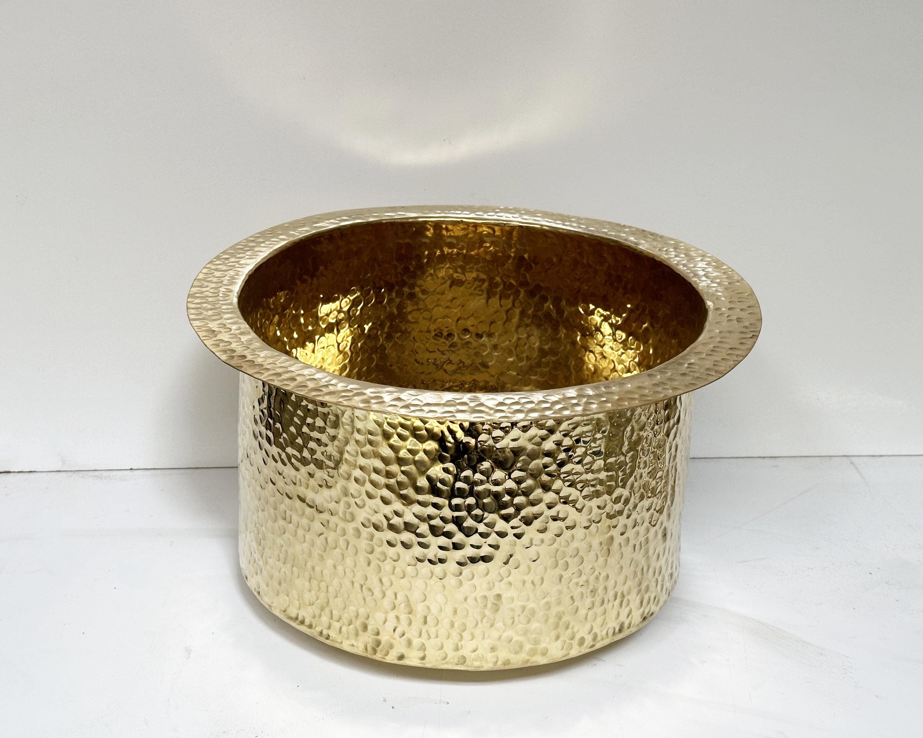 Unlacquered Brass Bar Sink, Round Drop-In Farmhouse Wash Basin