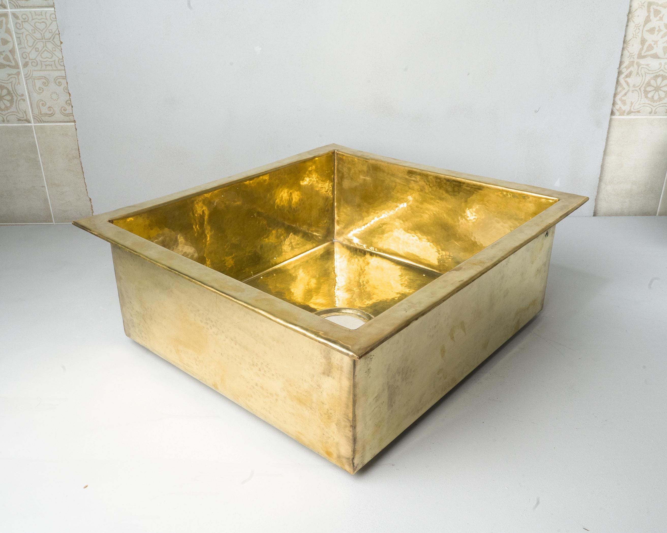 Unlacquered Brass Undermount Kitchen Sink, Island Farmhouse Brass Sink