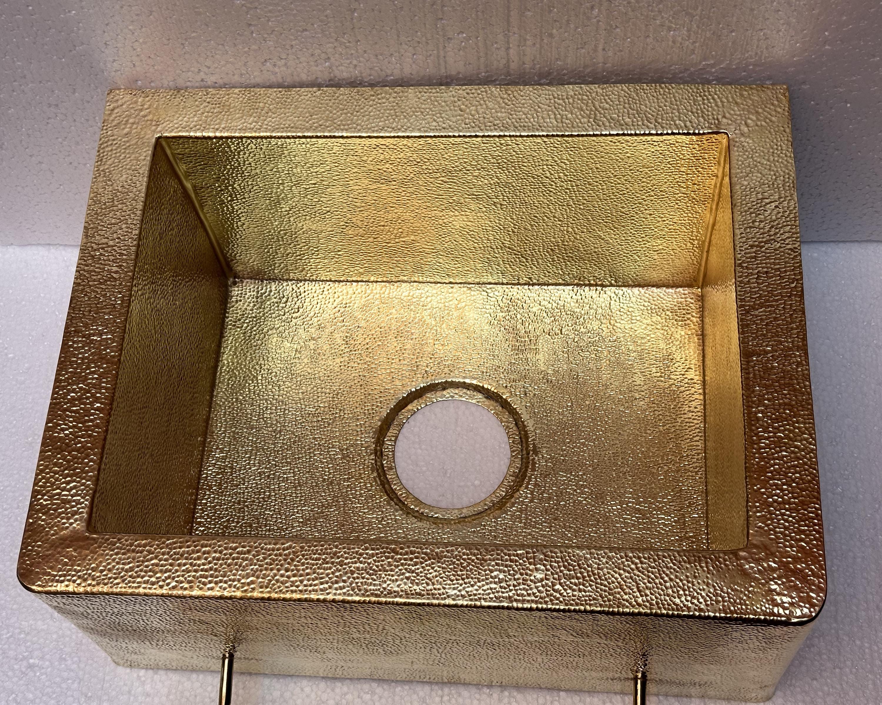 Farmhouse Sink With Towel Holder, Brass Kitchen Sink With Towel Rail