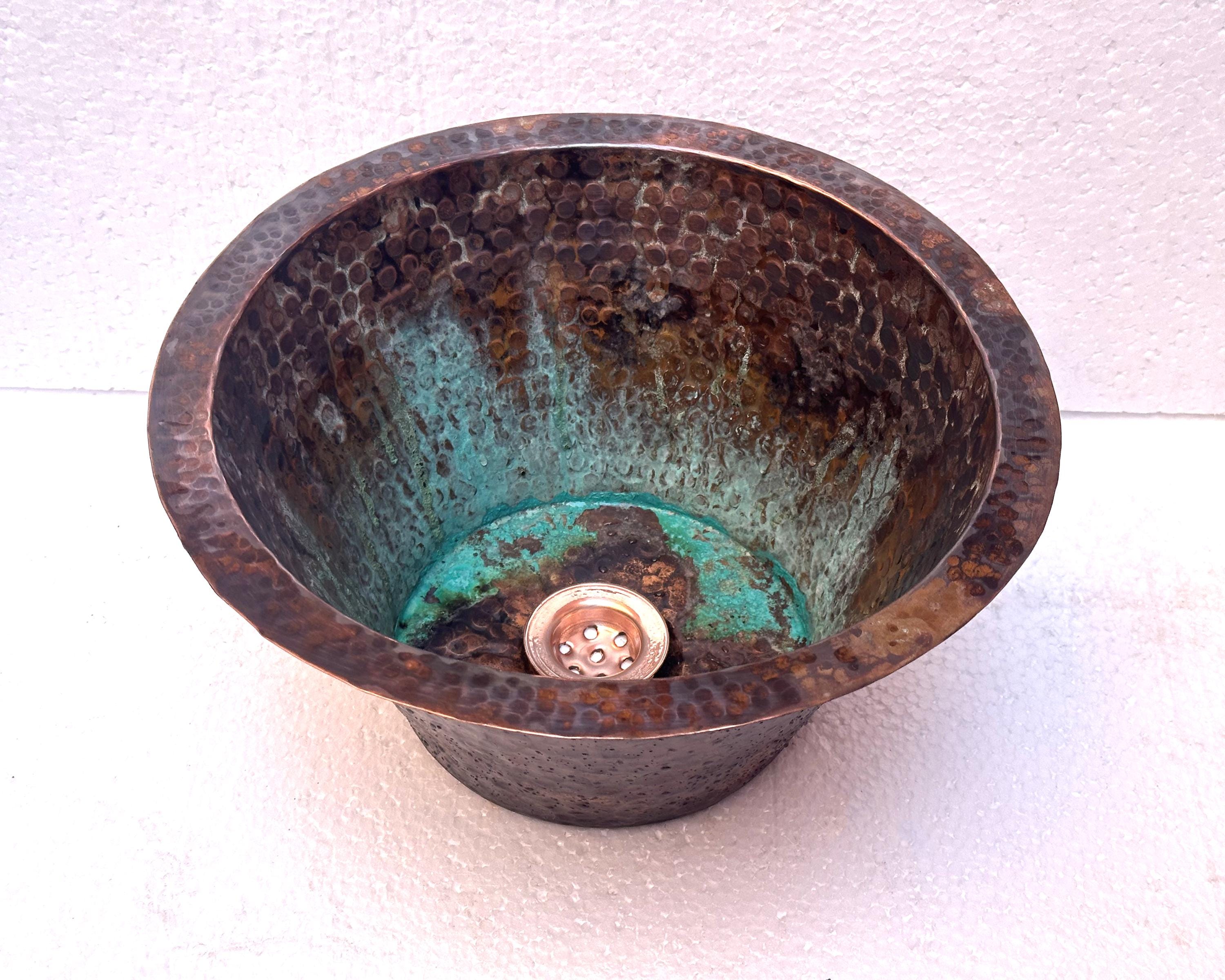 Undermount Copper Drop In Sink, Solid Copper Round Bar Sink