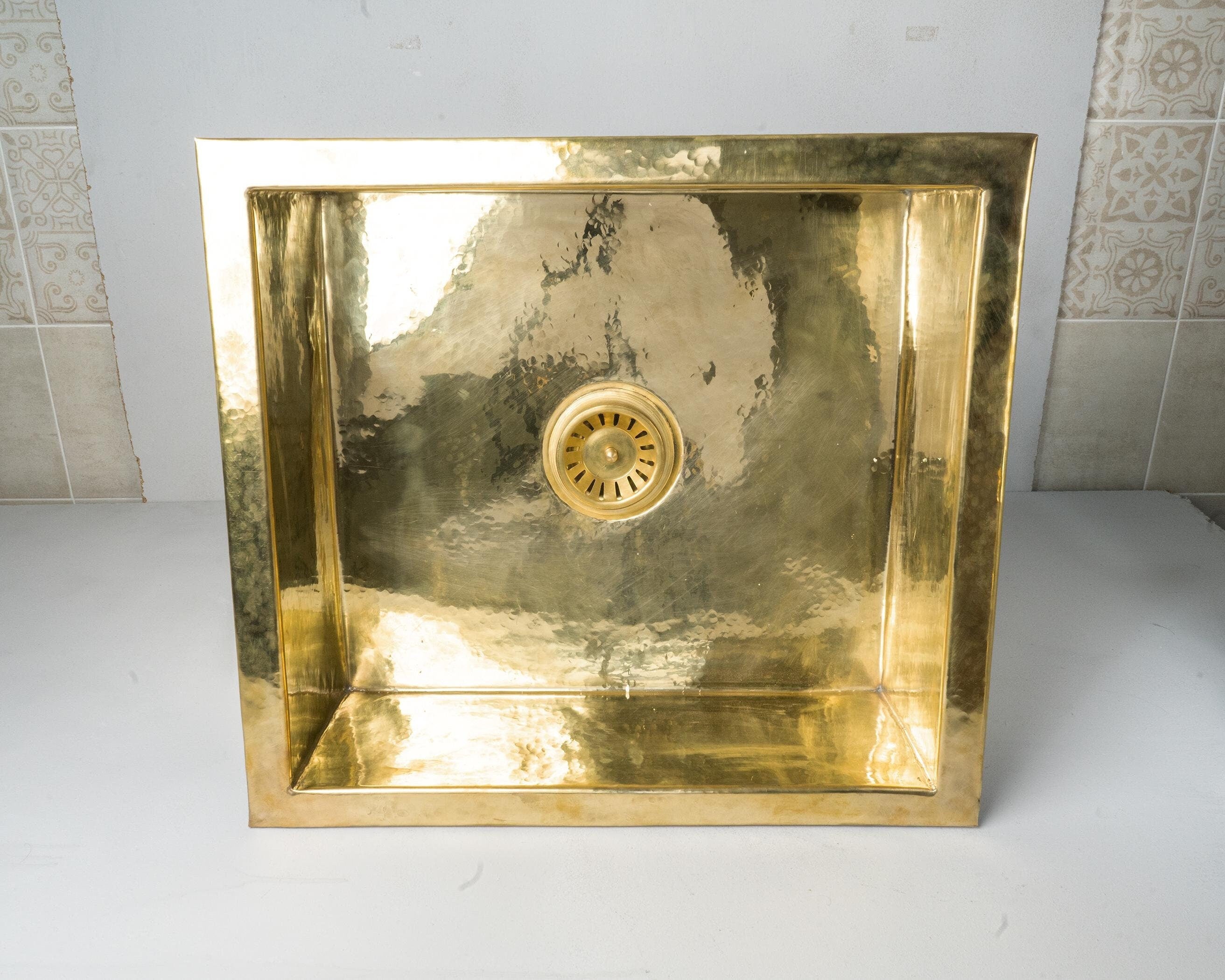 Unlacquered Brass Undermount Kitchen Sink, Island Farmhouse Brass Sink