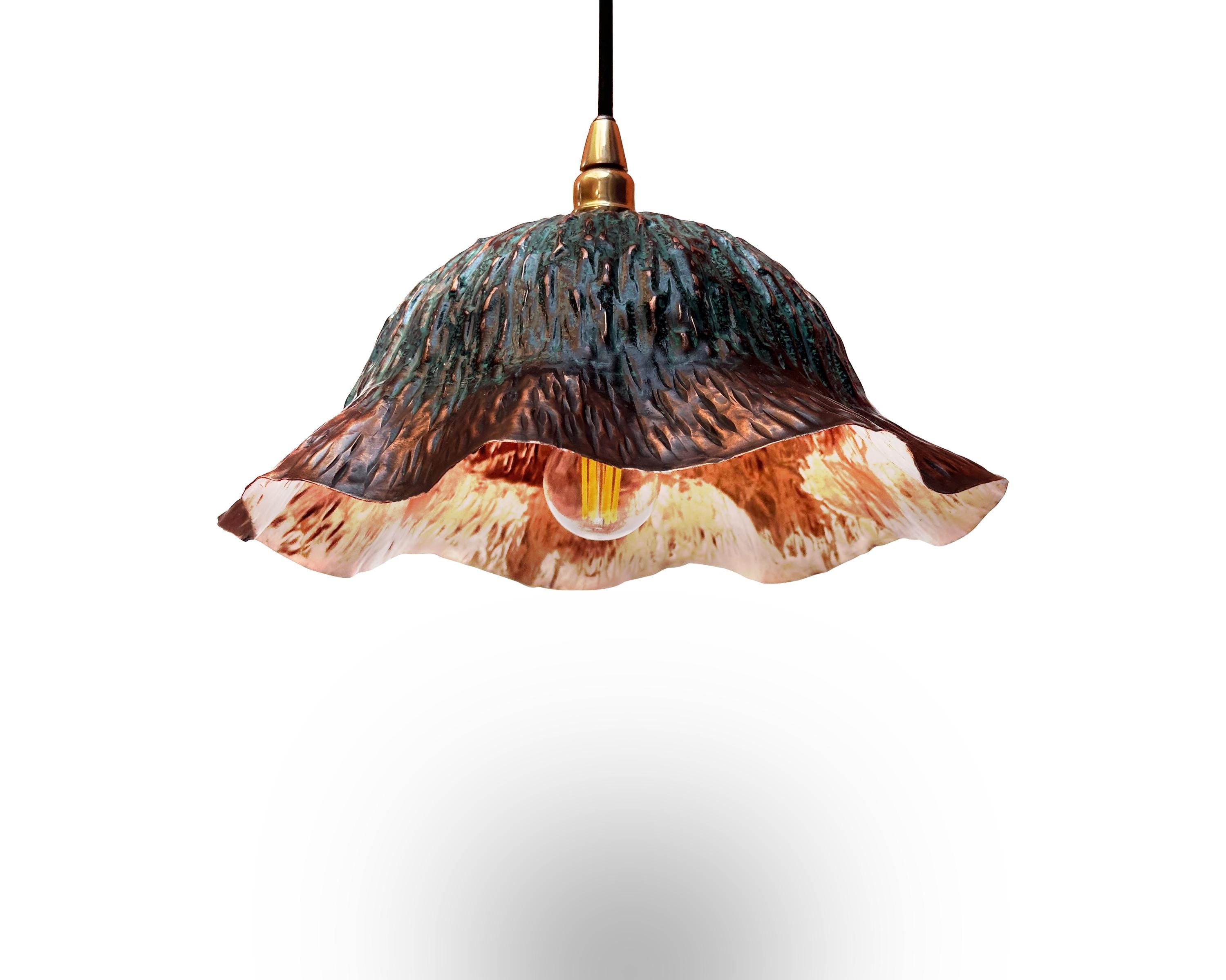 Copper Floral Pendant Light, Dome Pendant Island Lighting