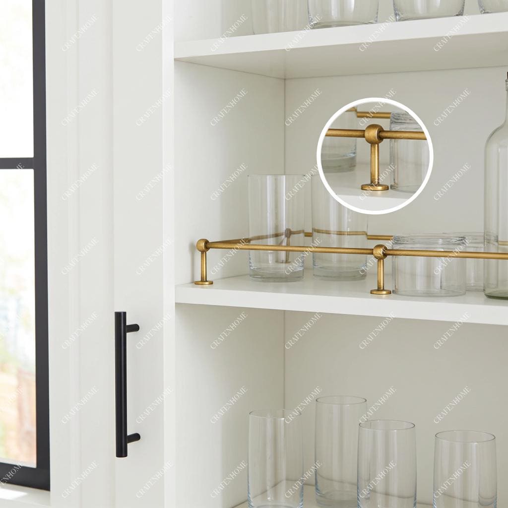 Unlacquered Brass Gallery Rail: Kitchen Shelf Safety Bar