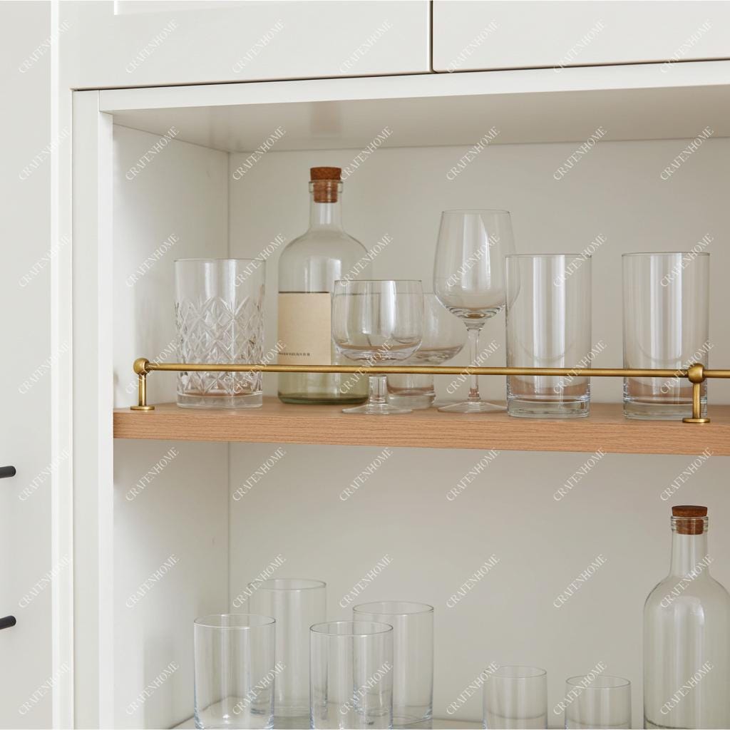 Unlacquered Brass Gallery Rail: Kitchen Shelf Safety Bar