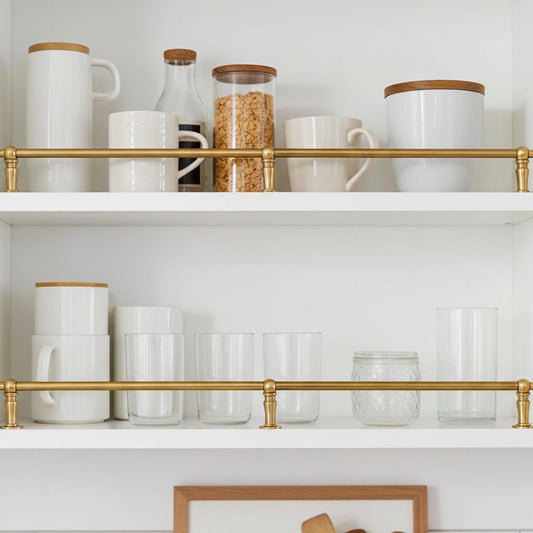 Handcrafted Unlacquered Brass Gallery Rail: Kitchen Shelf Bar