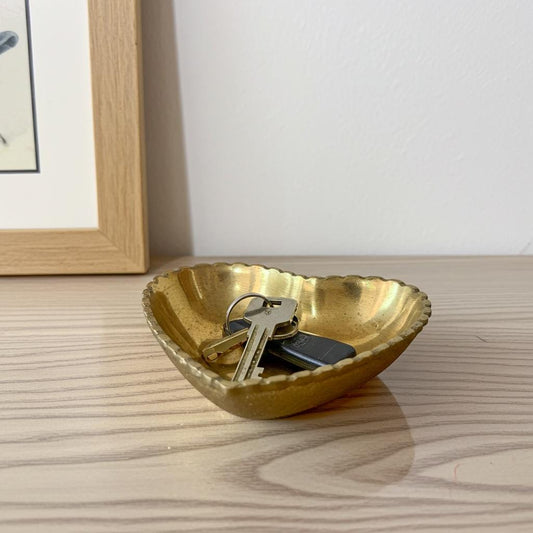 Brass Heart Dish: Solid Brass Key Holder and Jewelry Catchall Bowl