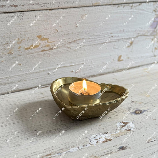 Brass Heart Candle Holder: Solid Brass Tealight Bowl for Jewelry or Key Catchall