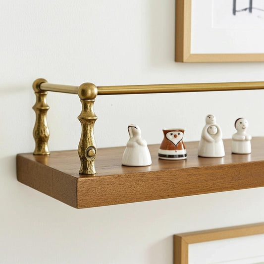 Brass Shelf Rail: Artisanal Brass Gallery Bar for Cabinets and Open Kitchen Shelving