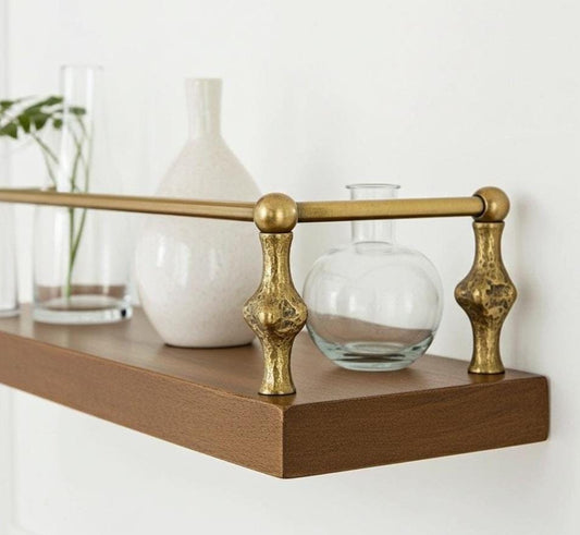 Artisanal Brass Gallery Rail – Unlacquered Solid Brass Shelf Guard for Cabinets and Open Shelving